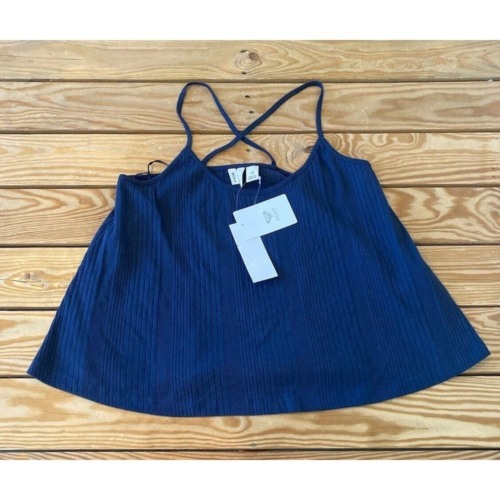 NWT $30 Roxy Ribbed Tank Top Size Large Women’s Navy